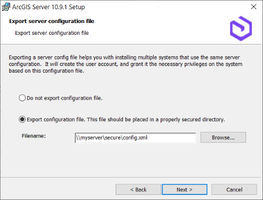 Export a server configuration file. Export a server configuration file.